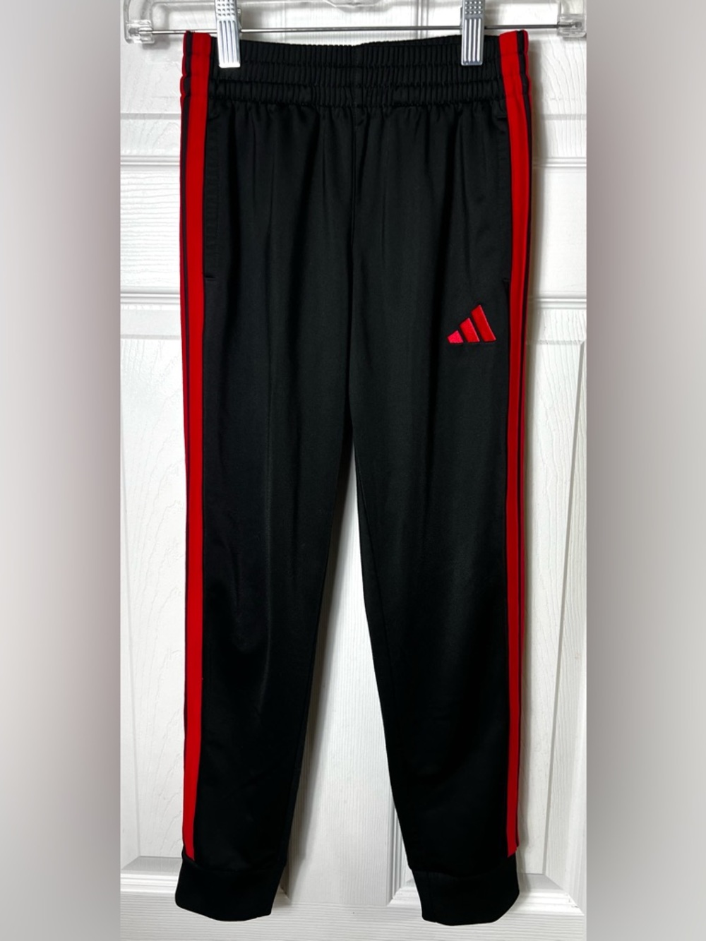 Adidas Sweatpants Sweats Black/Red Stripes Youth Kids Boys 8 (Boys S)
